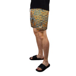 Puma Bañador Swim Printed Mid Shorts 1p Naranja Verde Orange Mint Hombre