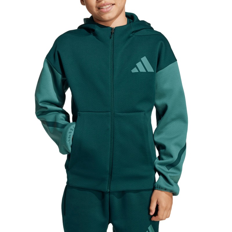 ADIDAS Sudadera Z.N.E. Full Zip Verde Block Hoodie Niño