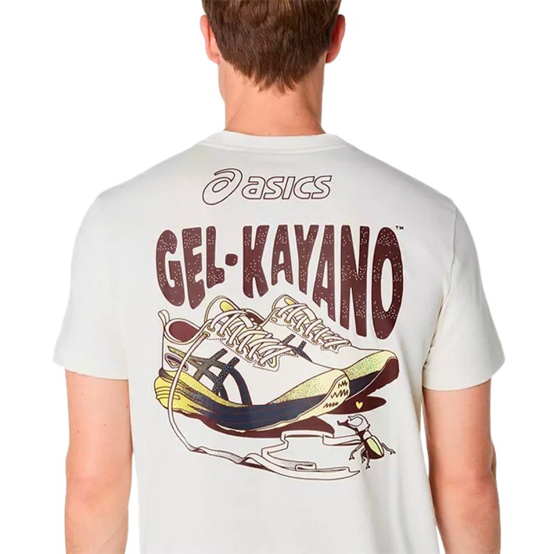 Asics Camiseta Road Graphic Gel Kayano Blanco Granate Cream Hombre