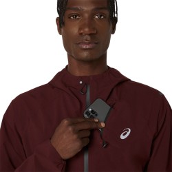 Asics Chaqueta Metarun Waterproof Rojo Dark Red Planet Hombre