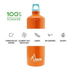 Laken Botella Aluminio Futura 1L Naranja y Azúl Orange Blue