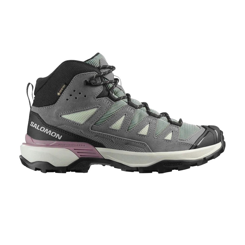 Salomon Bota X Ultra 360 LTR Mid GTX Gris Violeta Verde Pastel Green Milieu Sedona Sage Nirvana Mujer