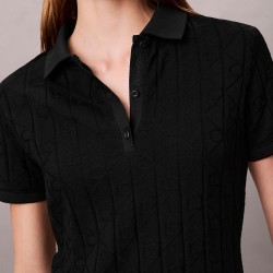 Calvin Klein Vestido Polo Jacquard Negro Black Mujer