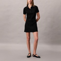 Calvin Klein Vestido Polo Jacquard Negro Black Mujer