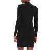 Calvin Klein Vestido Manga Larga De Punto De Algodón Con El Cuello Vuelto Negro Black Mujer