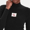 Calvin Klein Vestido Manga Larga De Punto De Algodón Con El Cuello Vuelto Negro Black Mujer