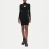 Calvin Klein Vestido Manga Larga De Punto De Algodón Con El Cuello Vuelto Negro Black Mujer