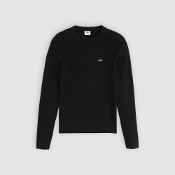Levis Jersey Rib Crew Anthracite Night Rib Black Negro Mujer