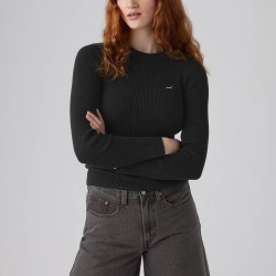Levis Jersey Rib Crew Anthracite Night Rib Black Negro Mujer