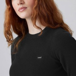 Levis Jersey Rib Crew Anthracite Night Rib Black Negro Mujer