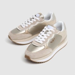 Pepe Jeans Zapatillas Rusper Shine Sand Beige Dorado Mujer