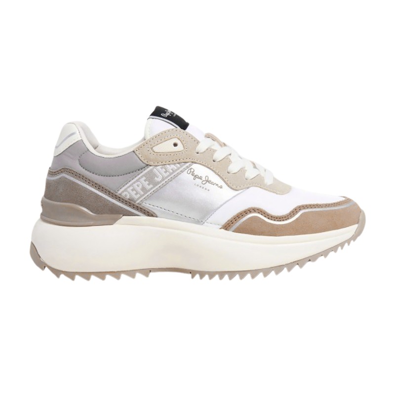 Pepe Jeans Zapatilla Kimi Glam Marrón Stone Beige Plateado Beige Mujer