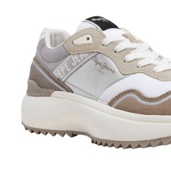 Pepe Jeans Zapatilla Kimi Glam Marrón Stone Beige Plateado Beige Mujer
