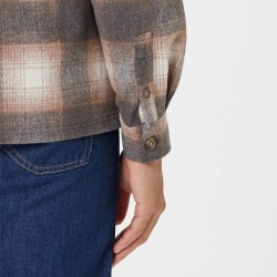 Guess Camisa Ls Check Overshirt Brown Marrón Hombre