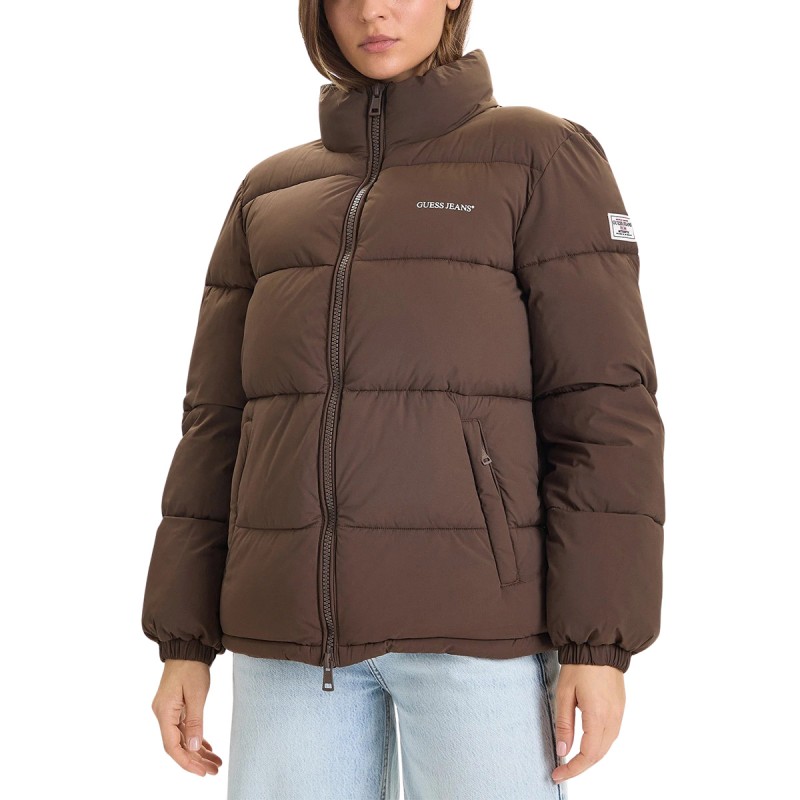 Guess Chaqueta Fibras Gj Reg Lenght Puffer Brown Marrón Mujer