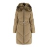 Guess Chaqueta Plumas Alienor Long Belted Beige Mujer