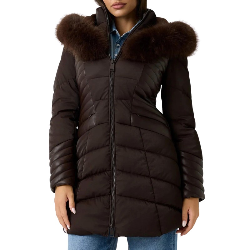 Guess Chaqueta Fibras New Oxana Jacket Cream Marrón Mujer