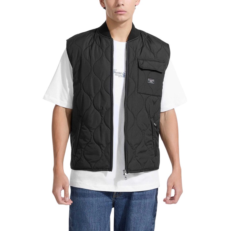 Guess Chaleco GJ Quilted Puffer Vest Black Negro Hombre