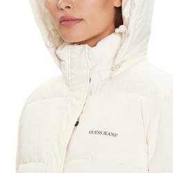 Guess Chaqueta Fibras Gj Long Lenght Puffer Cream Crema Mujer