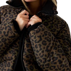 Guess Chaqueta Fibras Martina Print Crop Puffer Animal Print Mujer
