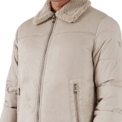 Guess Chaqueta Híbrida Fibras Shearling Puffa Jack Beige Hombre