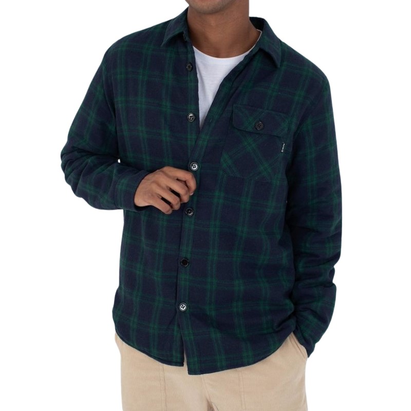Hurley Camisa Axe Sherpa Flannel Jade Horizon Camo Azul Verde Hombre