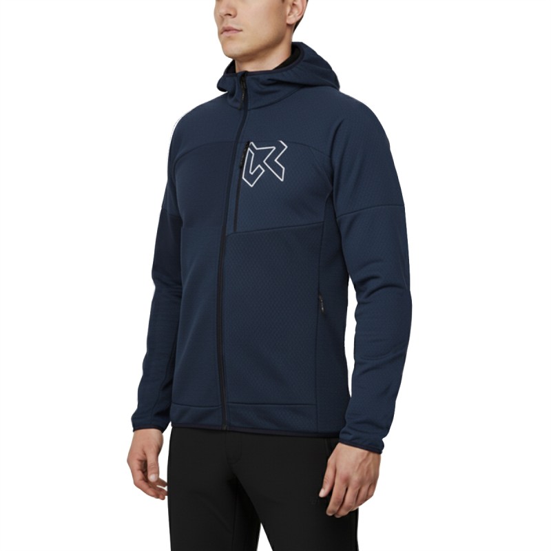 Rock Experience Sudadera Polar Kobra Hoodie Fleece Azul Marino Hombre
