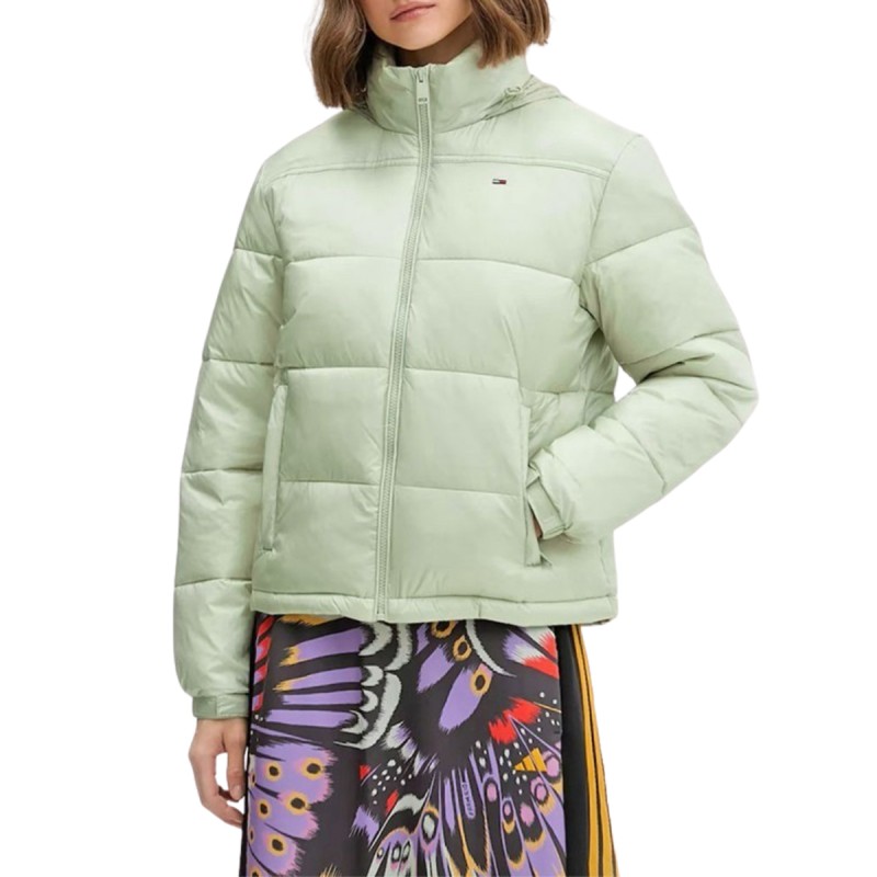 Tommy Hilfiger Abrigo Acolchado Hood Ess Puffer Verde Claro Misty Sage Mujer