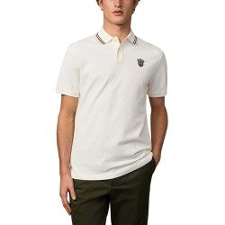 Hackett Polo Insignia Manga Corta Heritage Badge Blanco Crema Off White Hombre