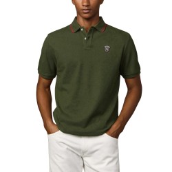 Hackett Polo Insignia Manga Corta Heritage Badge Verde Musgo Moss Green Hombre