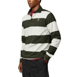 Hackett Polo Rugby Rayas Heritage BDG STR Verde Musgo Blanco Off White Hombre