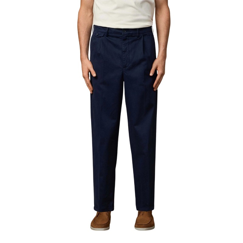 Hackett Pantalón Casual Chino H Pleated Azul Marino Old Navy Hombre