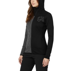 Rock Experience Sudadera Polar Kobra Hoodie Fleece Negro Gris Mujer
