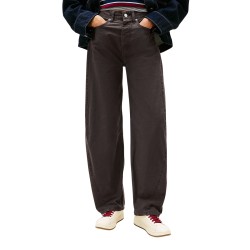 Tommy Hilfiger Pantalón Casual Ella Mid Rise Barrel Pants Marrón Oscuro Black Walnut Mujer