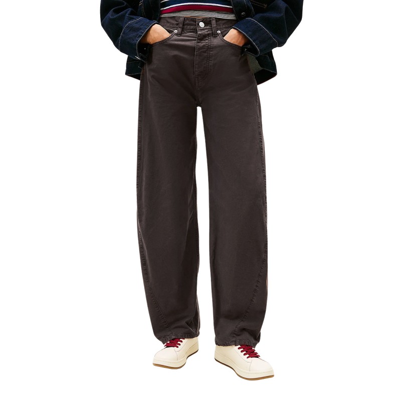 Tommy Hilfiger Pantalón Casual Ella Mid Rise Barrel Pants Marrón Oscuro Black Walnut Mujer
