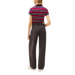 Tommy Hilfiger Pantalón Casual Ella Mid Rise Barrel Pants Marrón Oscuro Black Walnut Mujer