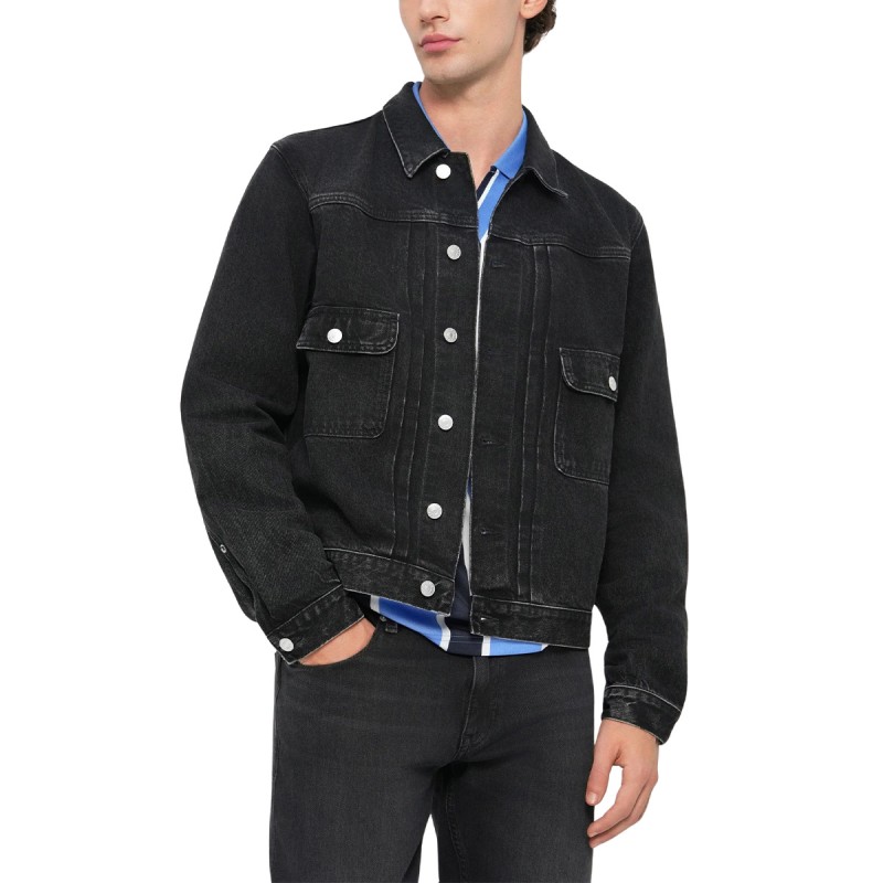Tommy Hilfiger Chaqueta Pleated Denim Gris Oscuro Denim Black Hombre