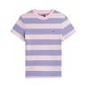 Tommy Hilfiger Camiseta Reg s Flag Rosa Morado Periwinkle Dust Multi Stripe Mujer