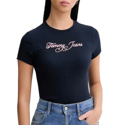 Tommy Hilfiger Camiseta Logo 1 Azul Oscuro Dark Night Navy Mujer