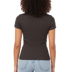 Tommy Hilfiger Camiseta Logo 1 Marrón Oscuro Black Walnut Mujer
