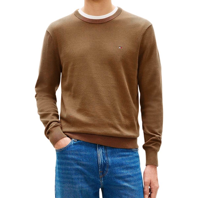 Tommy Hilfiger Jersey Essential Ssnl Cotto Marrón Highland Khaki Hombre