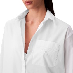Calvin Klein Camisa Con Botones Holgada De Popelín Blanco Brilliant White Mujer