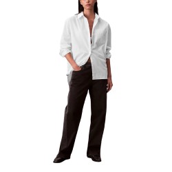 Calvin Klein Camisa Con Botones Holgada De Popelín Blanco Brilliant White Mujer
