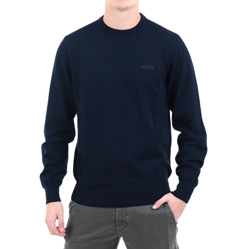 Guess Jersey Kalil Logo Embro Azul Oscuro Hombre