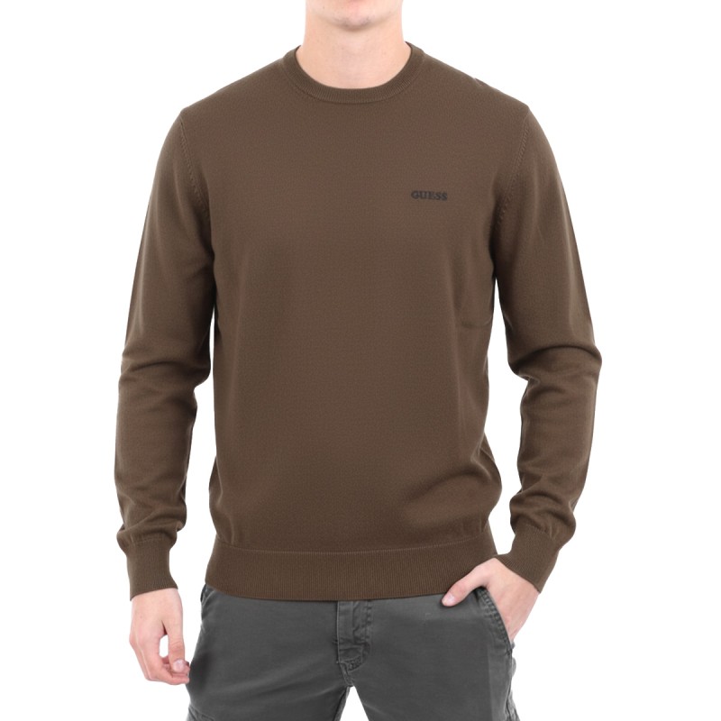 Guess Jersey Kalil Logo Embro Marrón Hombre