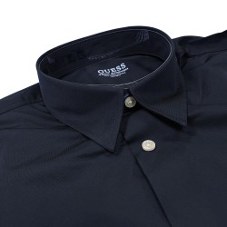 Guess Camisa Ls Tech Solid Shirt Azul Oscuro Hombre