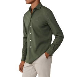Hackett Camisa Popelín Elástica Ess Stretch Pop Verde Forest Green Hombre