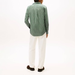 Tommy Hilfiger Camisa Core Hairline Verde Blanco Hombre