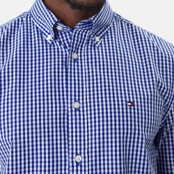 Tommy Hilfiger Camisa Flex Poplin Cuadros Azul Blanco Hombre
