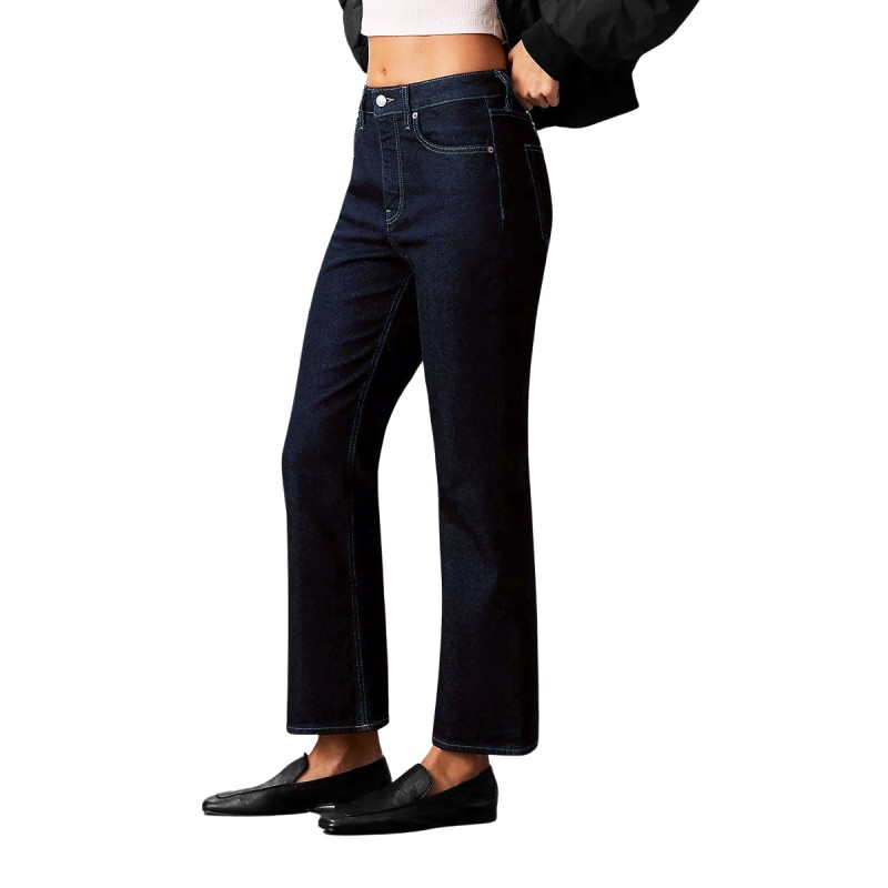 Calvin Klein Pantalón Vaquero Jeans Cropped High Rise Flared Azul Classic Rinse Mujer